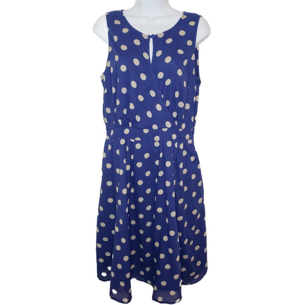 eShakti Women's Sz 10 Blue Polkadot Midi Dress (1734)